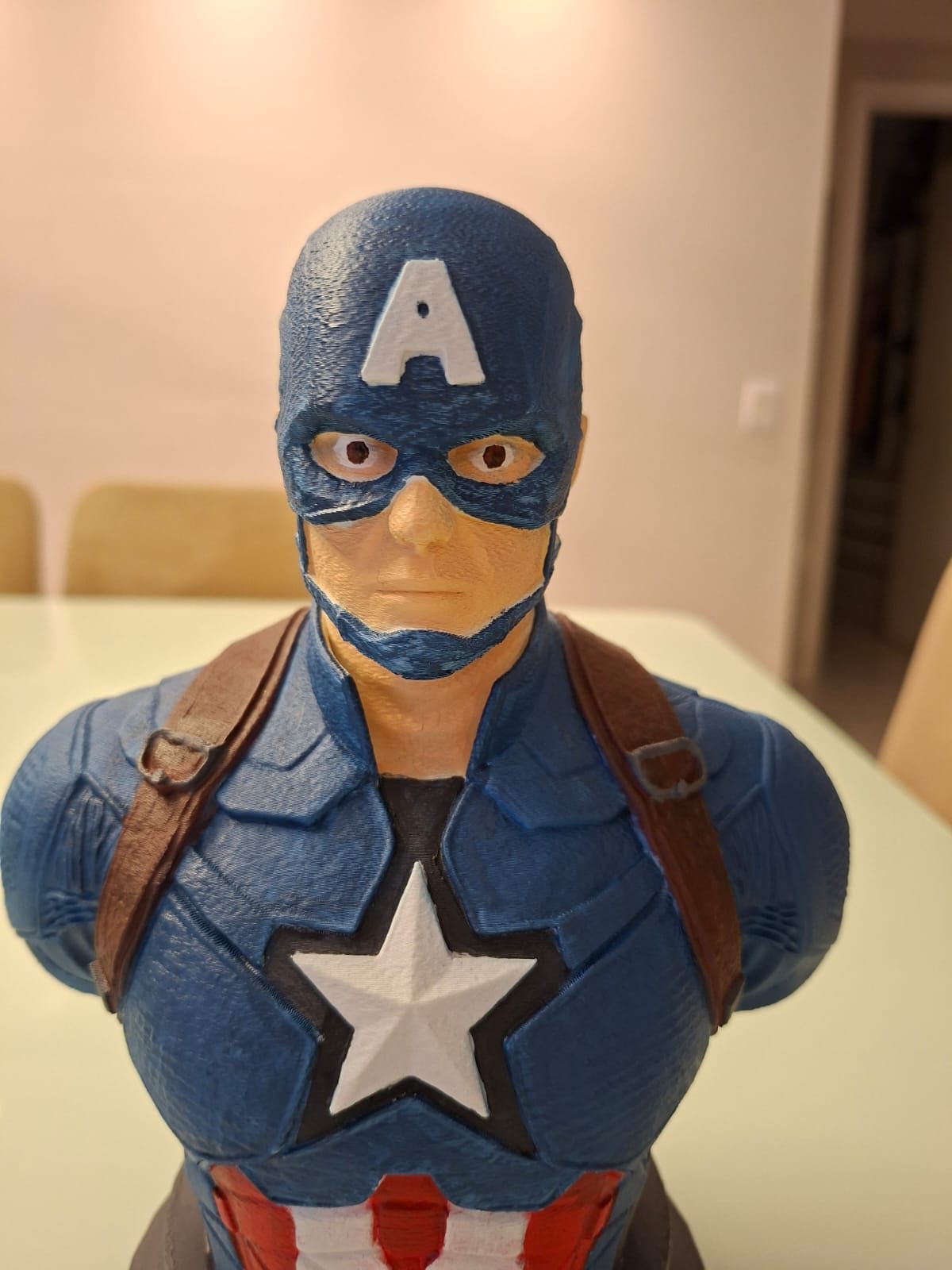 Busto Capitão América 3D 24 cm – Pintado à Mão