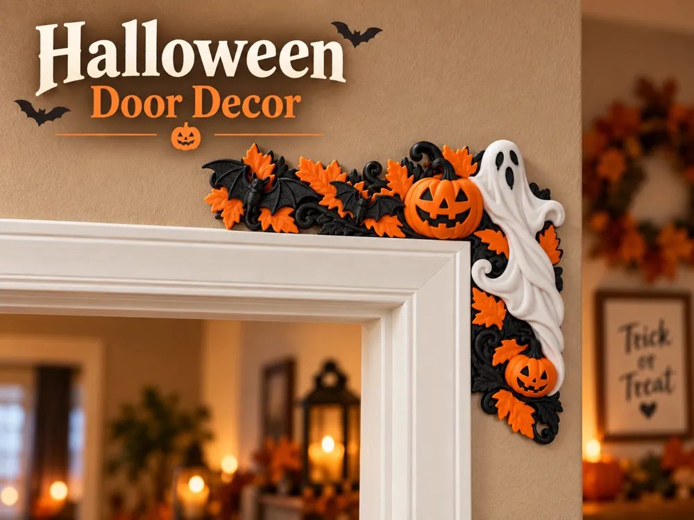 Decoração de Porta Halloween 3D – Fantasma e Abóboras