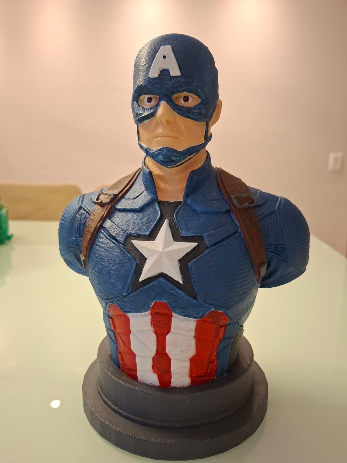 Busto Capitão América 3D 24 cm – Pintado à Mão